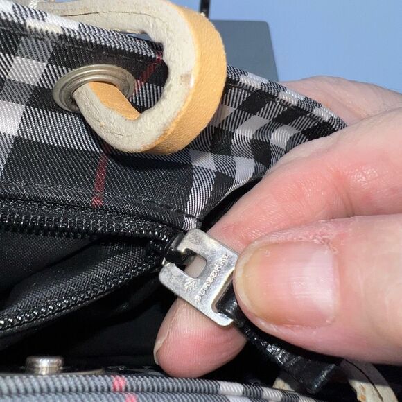 BURBERRY Nova Check Hand Bag Nylon Black Small Tote with Dust Bag - Picture 10 of 12